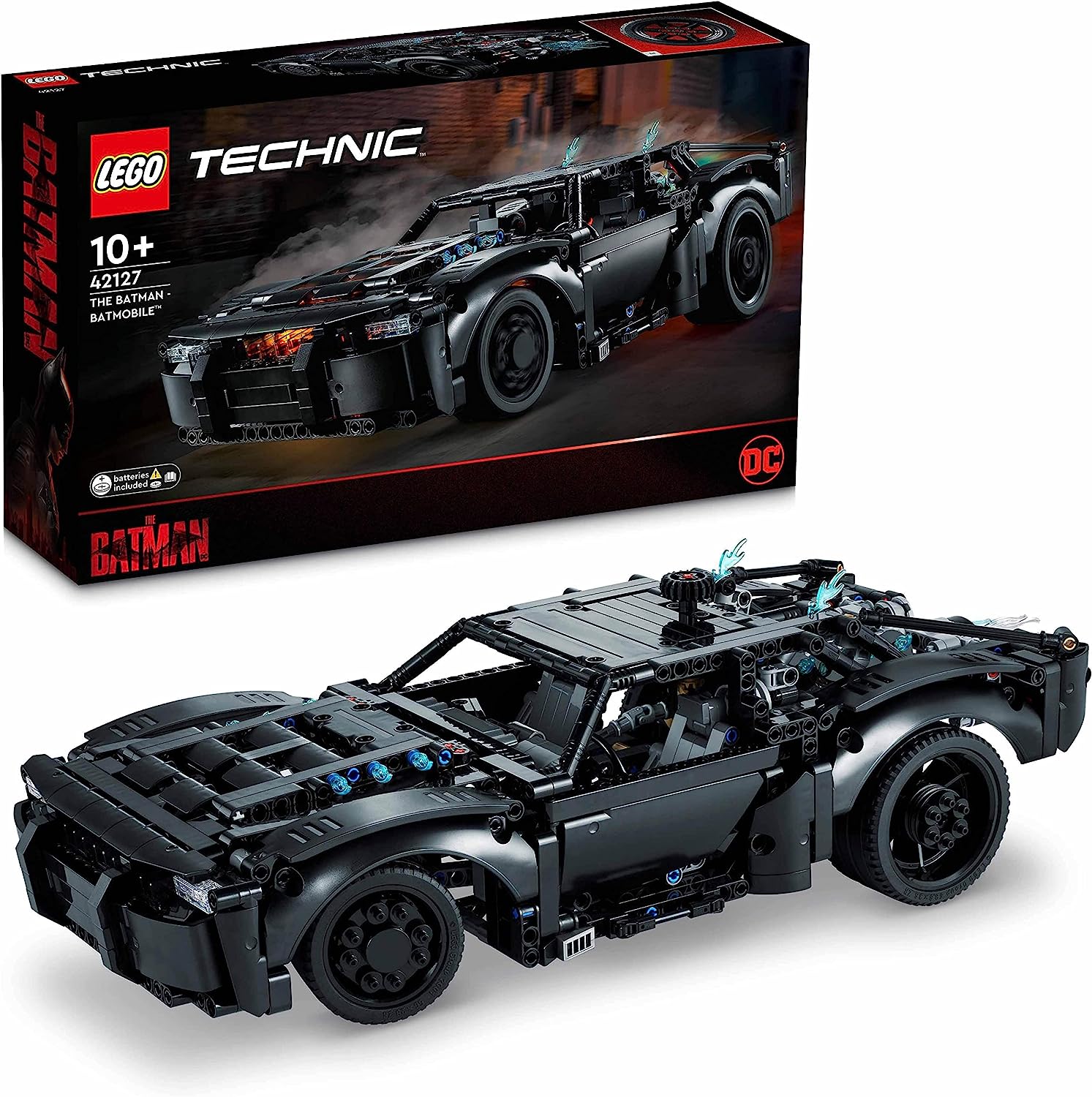 LEGO 42127 Technic BATMANS BATMOBIL Spielzeugauto, Modellauto-Bausatz aus dem Batman-Film von 2022 mit Leuchtsteinen für Kinder und Jugendliche