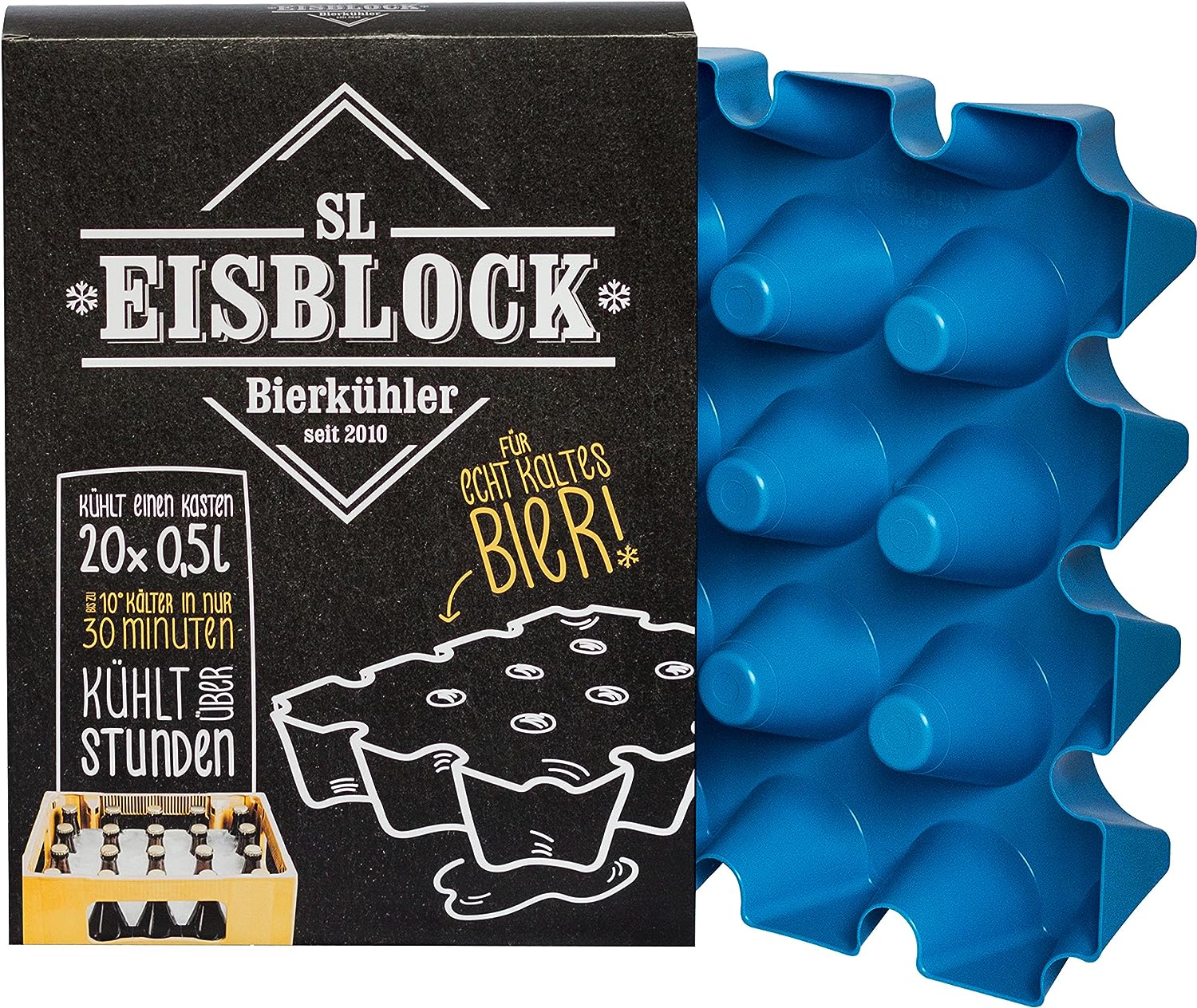 SL-Eisblock Bierkastenkühler 20x0,5 Liter Made In Germany, 34 x 25 x 6cm, Blau