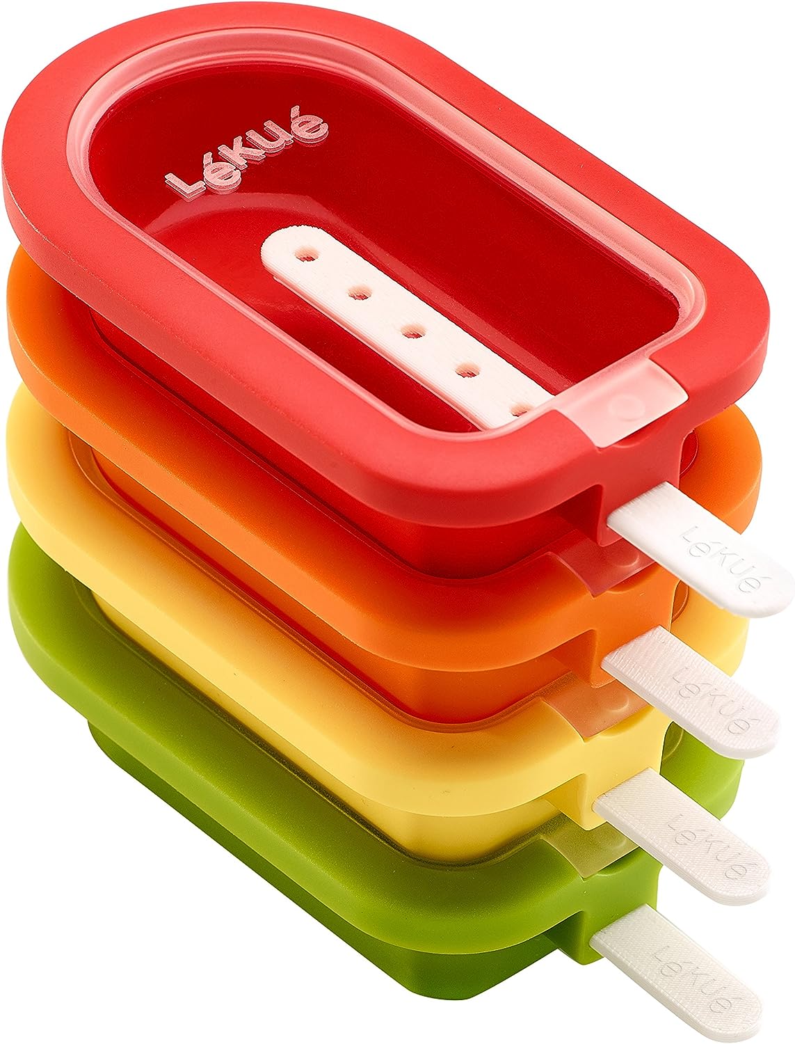 Lékué Mini-Eisformen, stapelbar, 10,5 cm, 4 Stück, verschiedenfarbig, Silikon, 7x9.8x11.5 cm