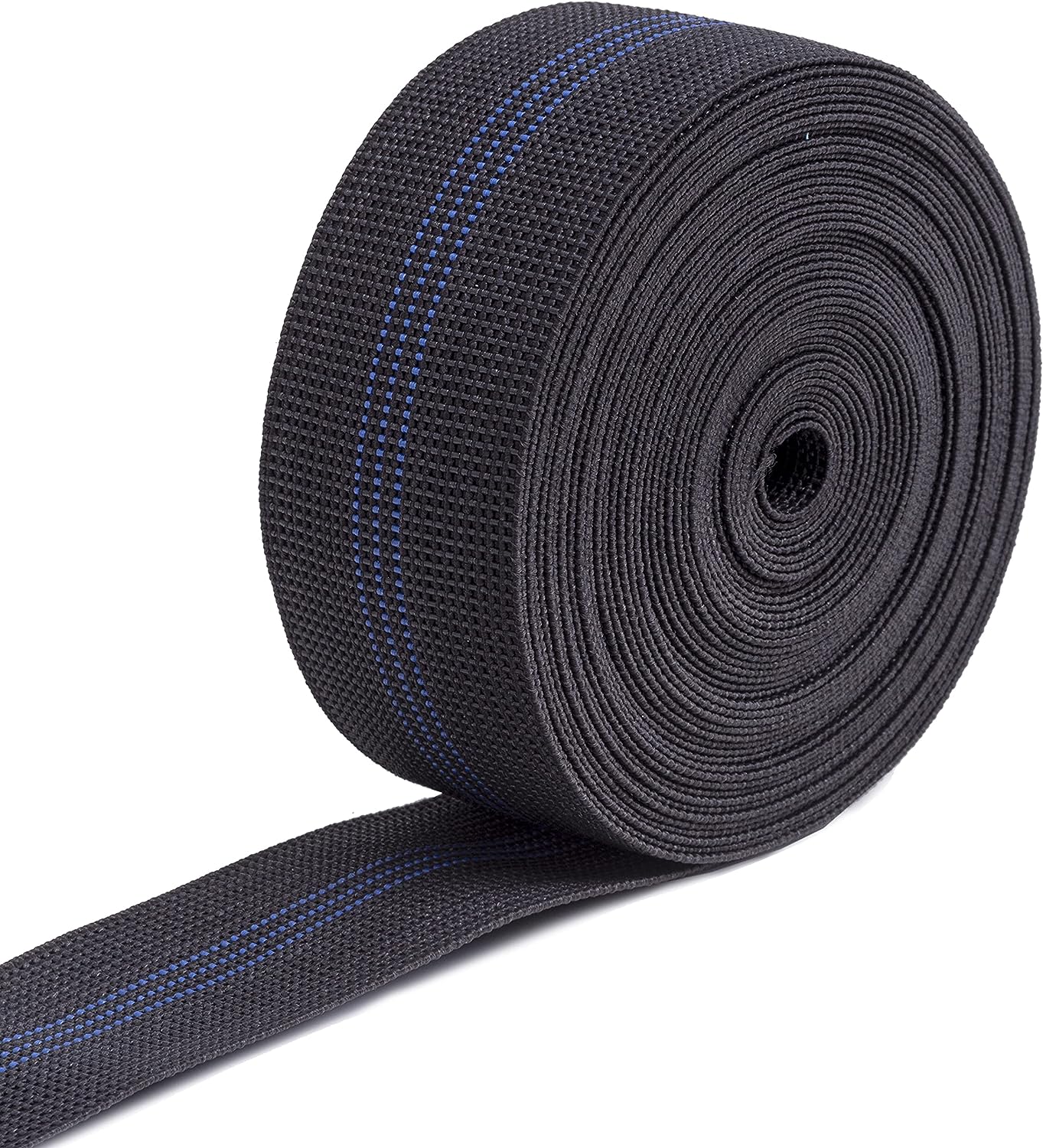 IPEA Gurt für Sofa, Stuhl, Polster, Sessel 10 Meter Länge Elastiches Gummiband Gurtband 3 Streifen Zugband für Sitz, Rückenlehne Elastizität 50% Breite 50 mm BS350T Schwarz